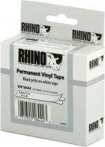 DYMO RhinoPRO, permanent markeringsvinyltape, 12 mm, sort tekst på hv