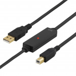 DELTACO PRIME USB 2.0 kabel Type A han - Type B han, <b>aktiv</b>, 5m,