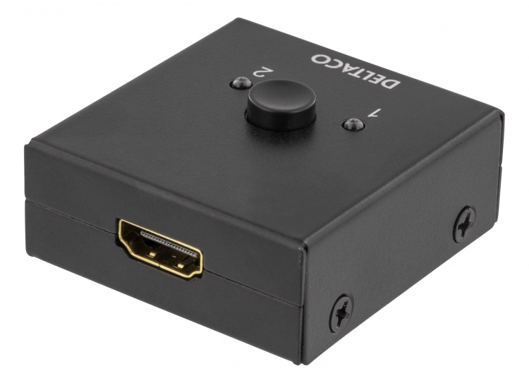 DELTACO Manuel dobbelrettet HDMI-switch,2 indgange til 1 udgang, eller