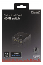 DELTACO Manuel dobbelrettet HDMI-switch,2 indgange til 1 udgang, eller