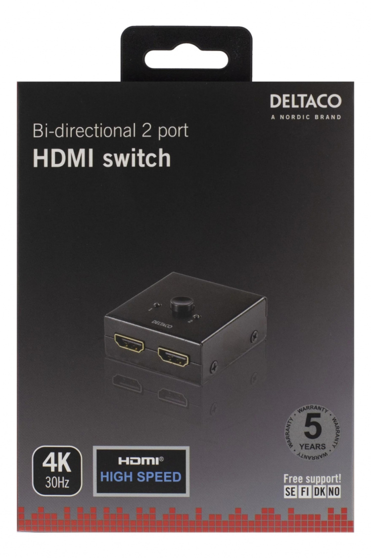 DELTACO Manuel dobbelrettet HDMI-switch,2 indgange til 1 udgang, eller