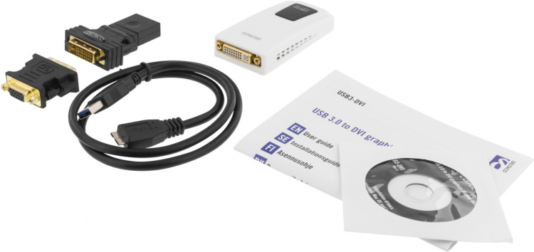 DELTACO PRIME USB 3.0 til DVI/HDMI/VGA-adapter, fungerer som et ekstr