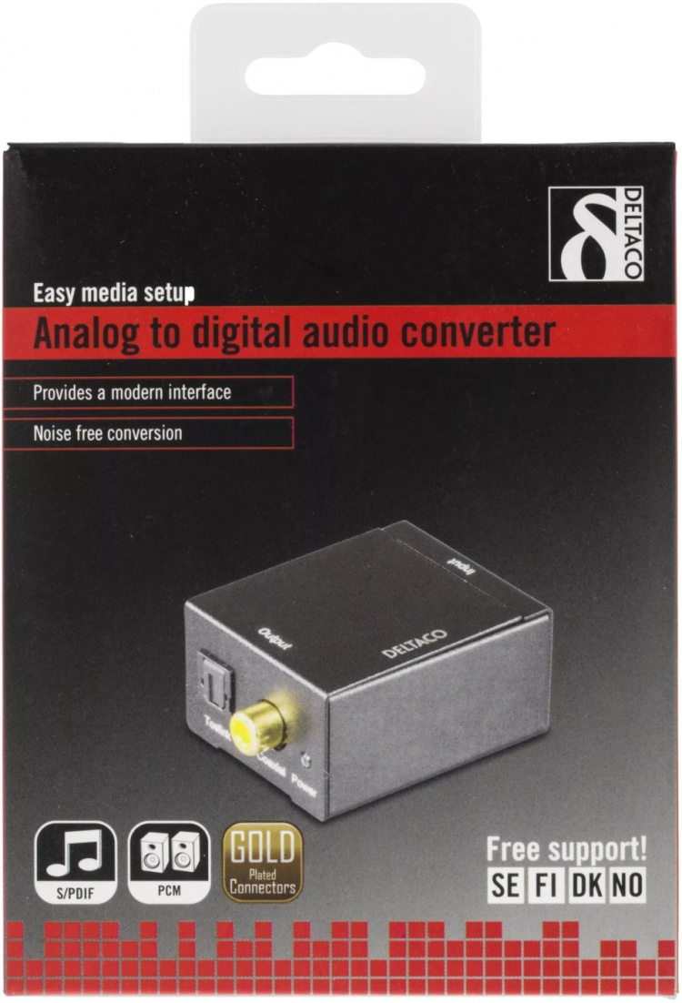 DELTACO lydkonverter fra analog til digital, 2xRCA, coaxial, S/PDIF, s