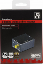 DELTACO lydkonverter fra digital til analog, S/PDIF coaxial og Toslink