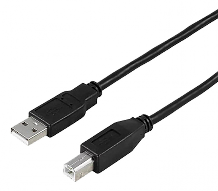 DELTACO USB 2.0 kabel Type A han - Type B han 0,5m, sort