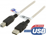 DELTACO USB 2.0 kabel Type A han - Type B han 1m sort/hvidt
