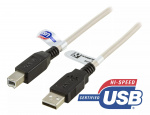 DELTACO USB 2.0 kabel Type A han - Type B han 1m sort/hvidt