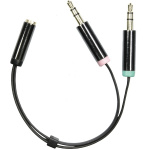 DELTACO lydadapter, 3,5mm mikrofon han og 3,5mm stereo han til 3,5mm