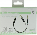 DELTACO lydadapter, 3,5mm mikrofon han og 3,5mm stereo han til 3,5mm