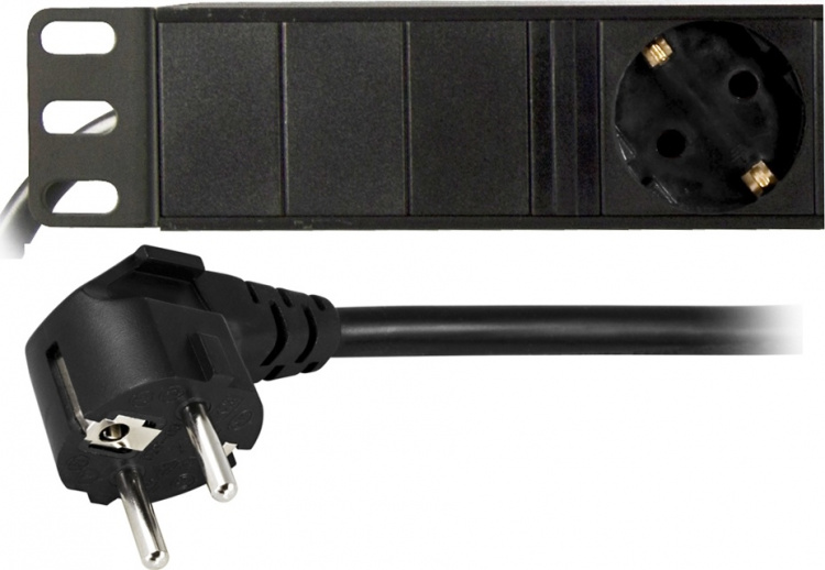 DELTACO strømskinne med <b>6xCEE 7/4 udtag</b>, 1xCEE 7/7 tilslutning