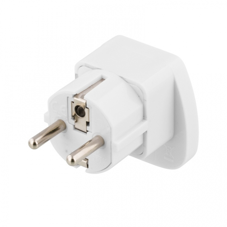 DELTACO rejseadapter,UK/US/Italien/Schweiz - EU, 250V/16A, jordet, hvi