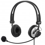 DELTACO headset, <b>volumenkontrol på kablet</b>, 2x3,5mm, 2m kabel,