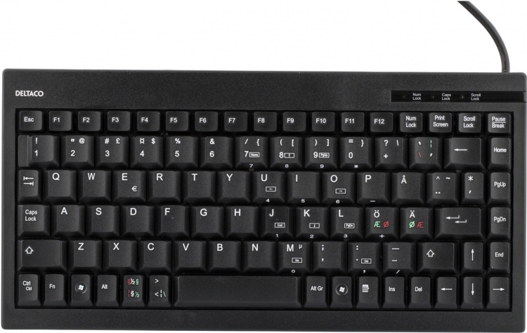 DELTACO minitastatur, USB, sort, svensk layout