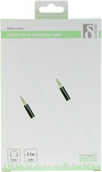 DELTACO lydkabel, 3,5mm han til 3,5mm han, 0,5m, hvid