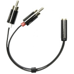 DELTACO lydadapter, 3,5mm stereo hun til 2xRCA han, 0,1m, sort