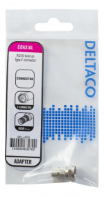 DELTACO F-stik, han, 6,2mm RG59/antennekablel, skruemontering, guldple