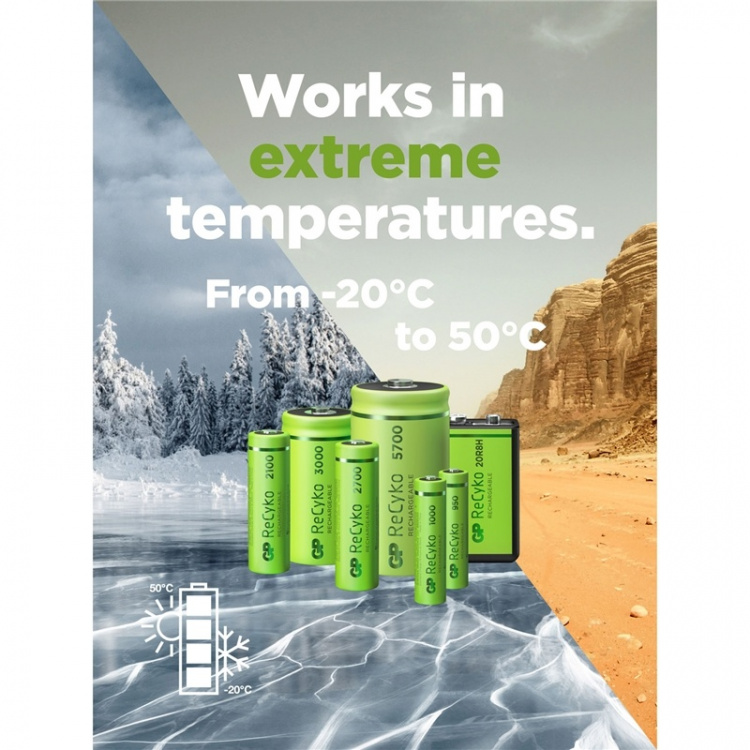 GP ReCyko Laddningsbara AA-batter