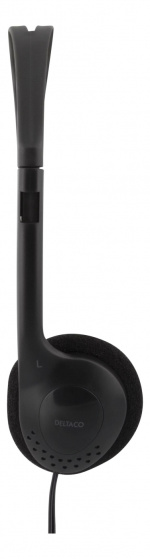 DELTACO Stereo Headphones , volumekontrol, 1x 3,5mm, ca 2m kabel