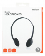DELTACO Stereo Headphones , volumekontrol, 1x 3,5mm, ca 2m kabel