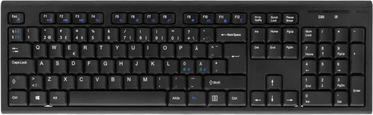 DELTACO trådløst tastatur, nordisk layout, USB, nano-modtager, 10m r