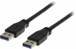 DELTACO USB 3.0 kabel, Type A han - Type A han, 1m, sort