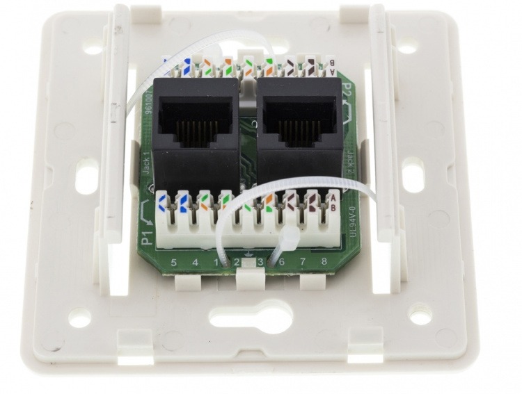 DELTACO Vægudtag udenpåliggende, UTP 2xRJ45, Cat6 hvid