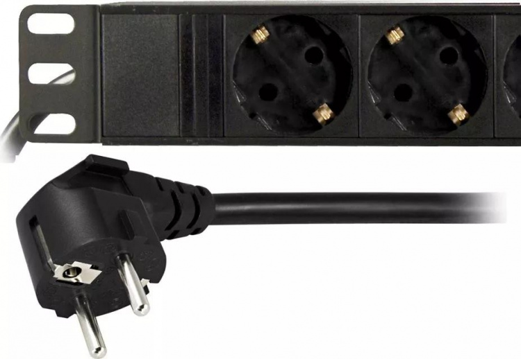 DELTACO strømskinne med 10xCEE 7/4 udtag 7/7, 0,501m 1U,3m sor