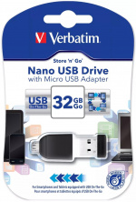 Verbatim Store \'n\' Stay Nano, USB 2.0 RAM inkl. OTG-adapter, 32GB, sor