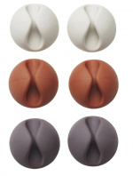 Kabelholder/kabelclips, 6-pak (hvid/brun/svart)