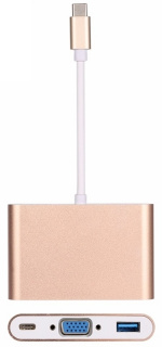 USB-C - VGA, multiport-adapter, guld