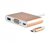 USB-C - VGA, multiport-adapter, guld