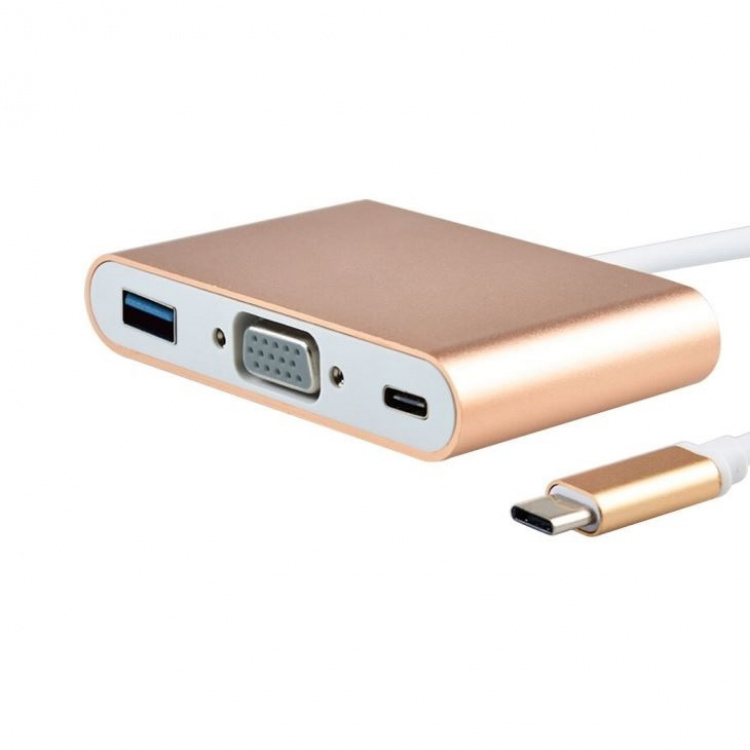 USB-C - VGA, multiport-adapter, guld