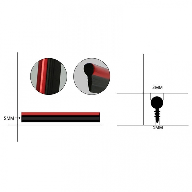 Fleksibel Universal dekorationsliste 5m, Rød