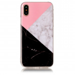 Blødt TPU cover til iPhone X/XS, Pink, Grå, Sort, Marmor