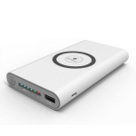 Powerbank 10000 mAh med trådløs opladning via Qi - Hvid