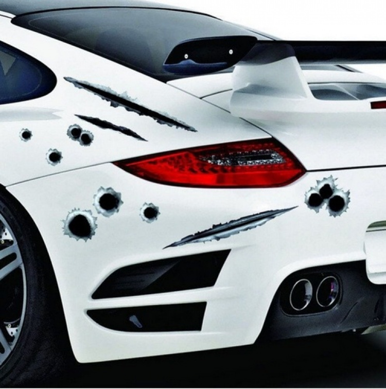 Hårde klistermærker til Bil/MC - Skudhuller og kradsemærker