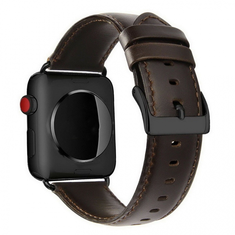 Ur: Læderlignende rem til Apple Watch, 42/44/45mm, Brun Ur: Læderlignende rem til Apple Watch, 42/44/45mm, Brun