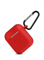 Silikonesæt til Airpods, silikoneetui, rem, silikoneørepropper, karabinhage, rød