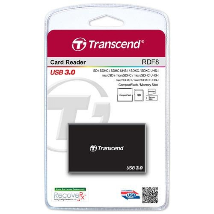 Transcend Multiläsare F8 USB 3.0 Svart (TS-RDF8K) Transcend Multiläsare F8 USB 3.0 Svart (TS-RDF8K)