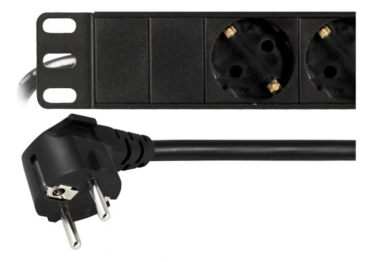 DELTACO Strømskinne med <b>8xCEE 7/4 udtag</b> 1xCEE 7/7 tilslutning,