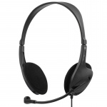 DELTACO headset, volumenkontrol på kablet, 2 x 3,5 mm, 2,5 m kabe