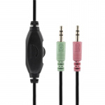 DELTACO headset, volumenkontrol på kablet, 2 x 3,5 mm, 2,5 m kabe
