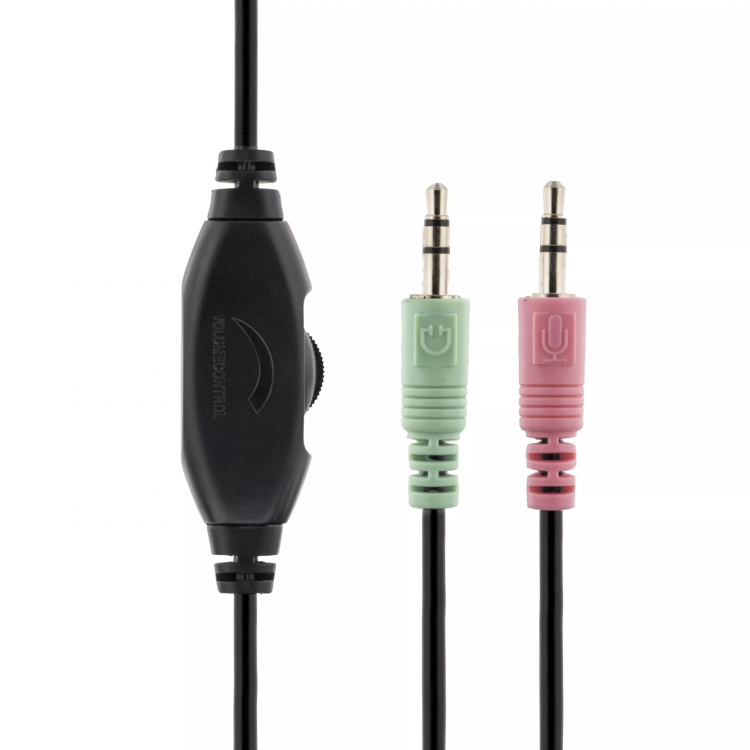 DELTACO headset, volumenkontrol på kablet, 2 x 3,5 mm, 2,5 m kabe