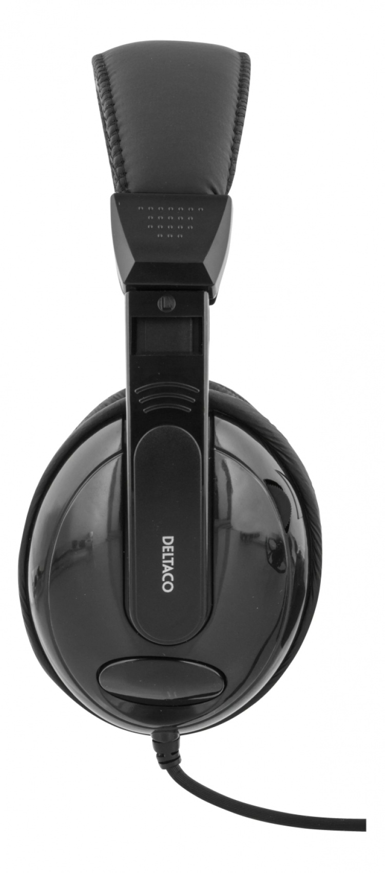 DELTACO høretelefoner, volumekontrol, 2,5m kabel, sort