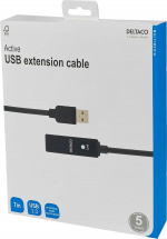 DELTACO PRIME USB 2.0 forlængerkabel, <b>aktivt</b>, Type A han - Typ
