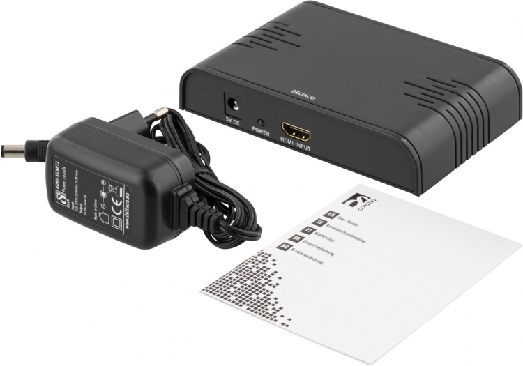 DELTACO Signalkonverter, HDMI til SCART, PAL, sort
