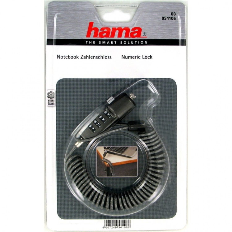 Hama Notebooklås Grå med Kombinationslås