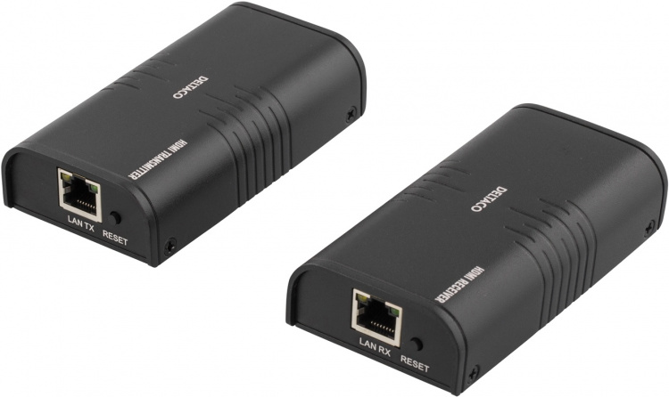DELTACO Ethernet HDMI-forlænger, op til 120m i 1080P med Cat6, sort