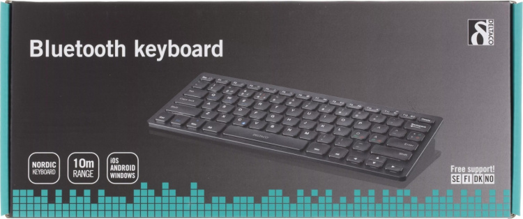 DELTACO trådløst minitastatur, lave taster, <b>Bluetooth</b>, 10m, s