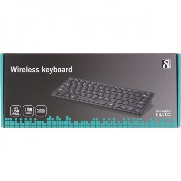 DELTACO trådløst minitastatur, lave taster, nano-modtager, USB, 10m